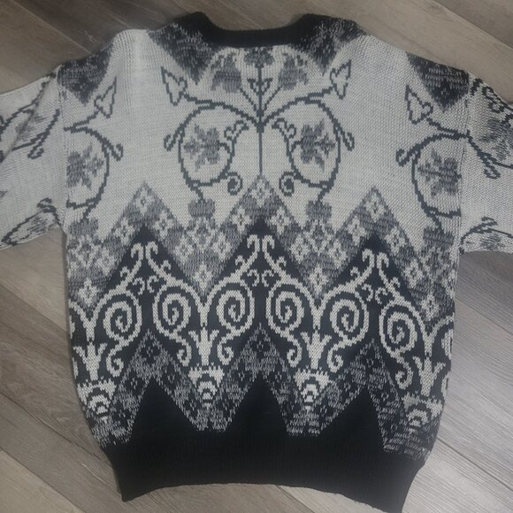 Vintage Celebrity Club Sweater Baroque Floral Knit Size XL Unisex - Picture 4 of 4